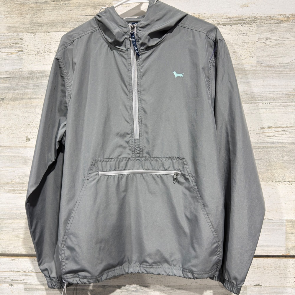Charles River Seaside Windbreaker Women XS Grey Dachshund Quarter Zip EUC
